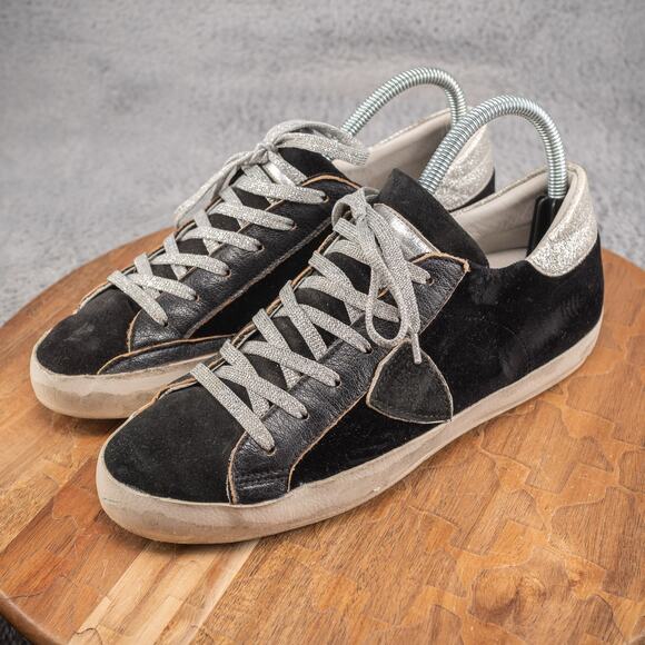 Philippe Prsx Model Grey Black Leather Low Top Casual Sneakers 39 EU Or 8-8.5 US - Picture 3 of 8